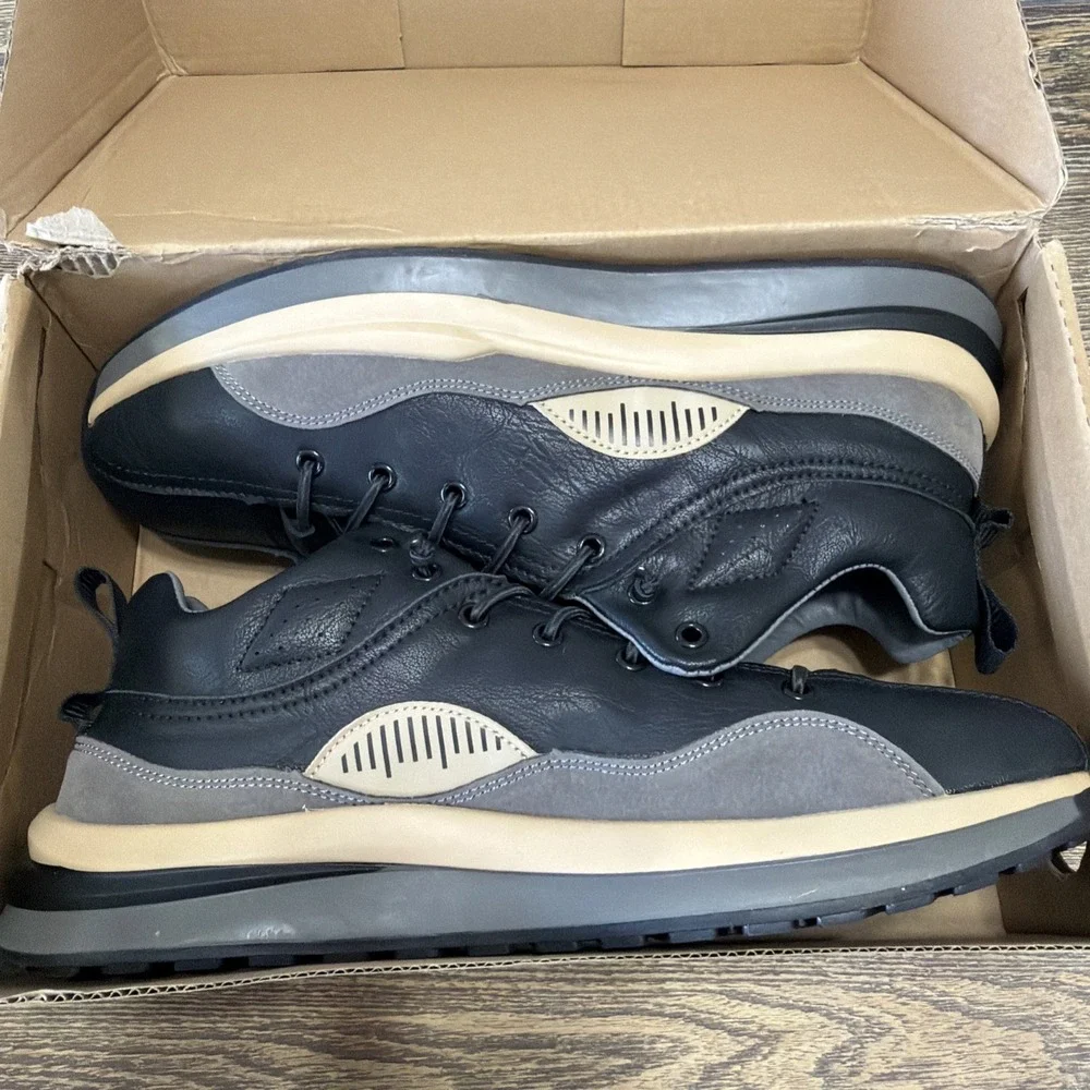 Men's Black Beige Shoes By Jeans‎ Size 45 US Size 11.5 New In Box